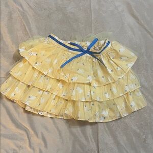 Charming Yellow Ruffle Skirt with Blue Bow